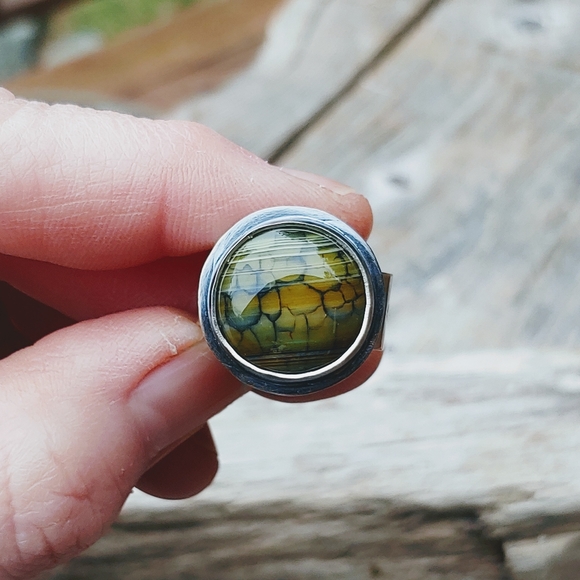 *SOLD* Dragon Scale Banded Agate Ring - Issabeau Jewelry One of a Kind - Picture 11 of 12